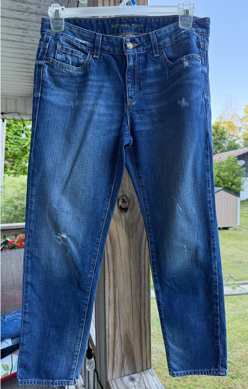 Michael Kors 100%Cotton Distressed Boyfriend Designer Jeans Medium Wash Size 6